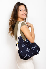 Sac Kawaï S - shibori bleu nuit - tissu japonais