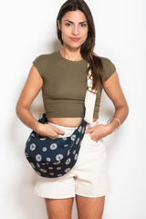 sac moon bag - motif "oursin" bleu - tissu japonais