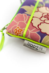 Etui à lunette - serie "kimono"violet/ vert fluo - tissu Japonais