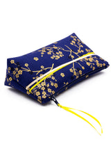 Trousse à maquillage S,M + Pinceau - Madame Butterfly/bleu - tissu japonais