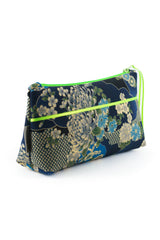Trousse à maquillage S,M + Pinceau - série "japan flower"/ fluo - Tissu japonais