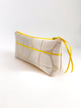Trousse à maquillage S,M + Pinceau - série "Nomura blanc"/ fluo - Tissu japonais contemporain