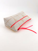 Trousse à maquillage S,M + Pinceau - série "Nomura blanc"/ fluo - Tissu japonais contemporain