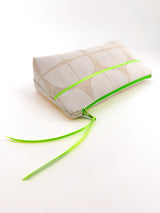 Trousse à maquillage S,M + Pinceau - série "Nomura blanc"/ fluo - Tissu japonais contemporain