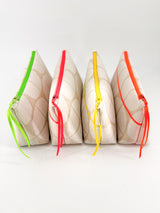 Trousse à maquillage S,M + Pinceau - série "Nomura blanc"/ fluo - Tissu japonais contemporain