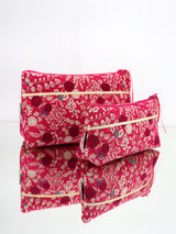 trousse S,M,L  - Plum rose ou vert - coton&lin - tissu japonais