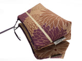 Trousses S,M,L  motif kiku beige/doré violet