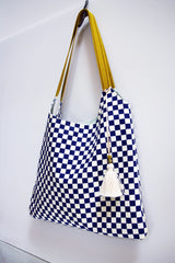 Sac Kumi - Motif Damier Bleu