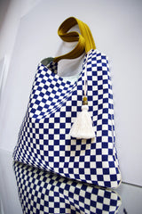 Sac Kumi - Motif Damier Bleu