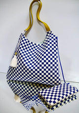 Sac Kumi - Motif Damier Bleu