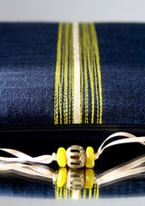Sac Kumi "zen" - Tissu japonais indigo foncé/surpiqué jaune