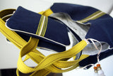 Sac Kumi "zen" - Tissu japonais indigo foncé/surpiqué jaune