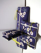 Pochettes S,M,L - Motif Sakura Bleu