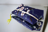 Trousses S,M,L - Motif Sakura - Bleu