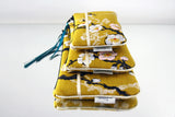 Pochettes S,M,L - Motif Sakura Moutarde