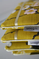 Pochettes S,M,L - Motif Sakura Moutarde