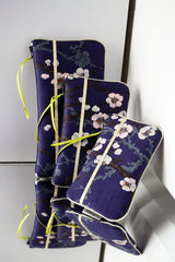 Pochettes S,M,L - Motif Sakura Bleu