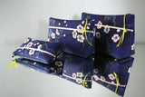 Trousses S,M,L - Motif Sakura - Bleu