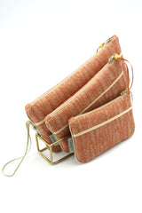 Pochettes S,M,L - Motif Terracotta Leaf