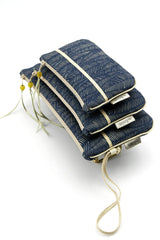 Pochettes S,M,L - Motif Blue Leaf