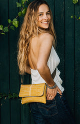 Sac Geisha - Motif Yellow Leaf - Bandoulière chevron réglable
