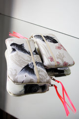 Etui à lunette - série "white koi" - tissu traditionnel Japonais